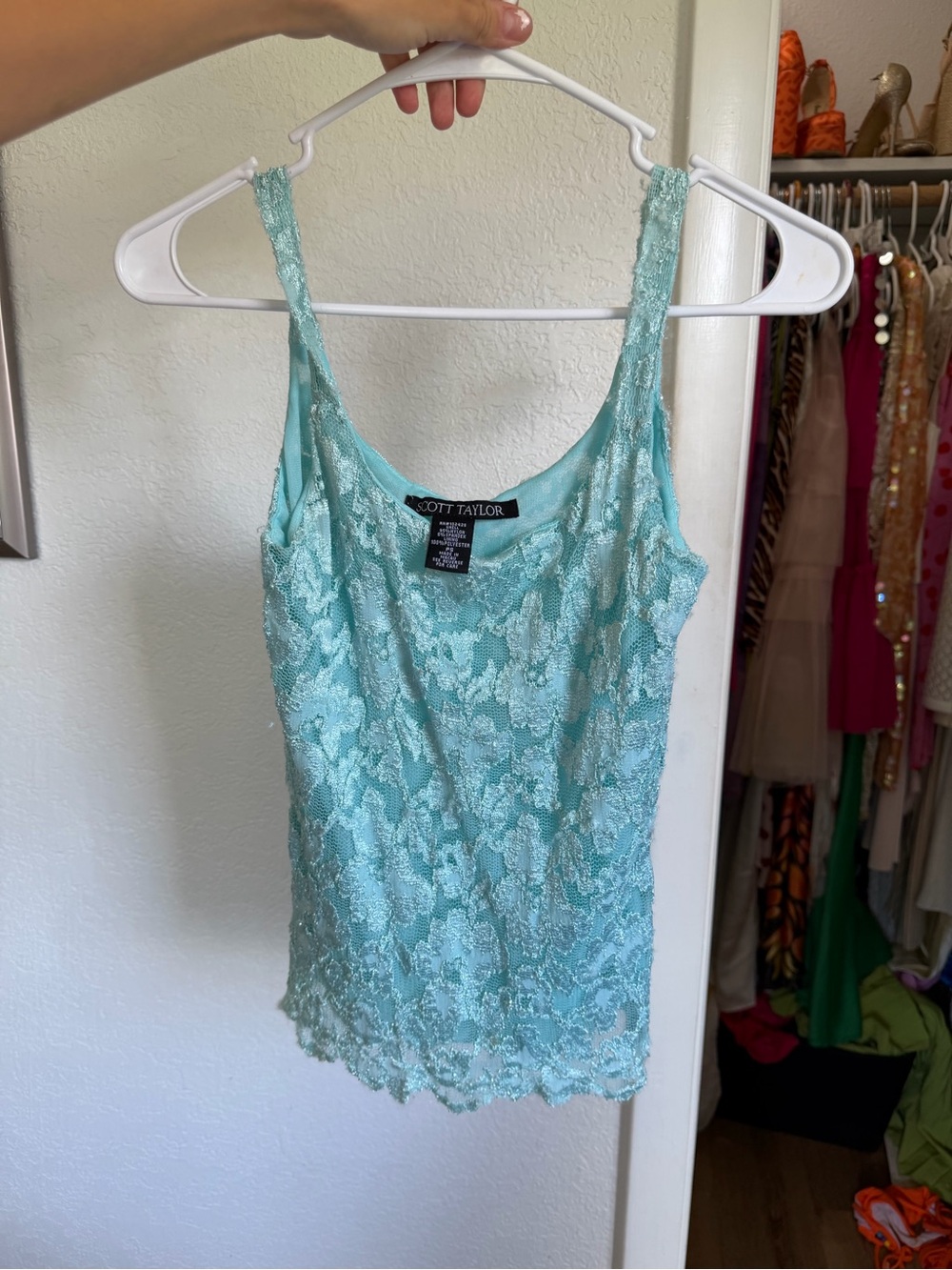Scott Taylor Seafoam Lace Camisole